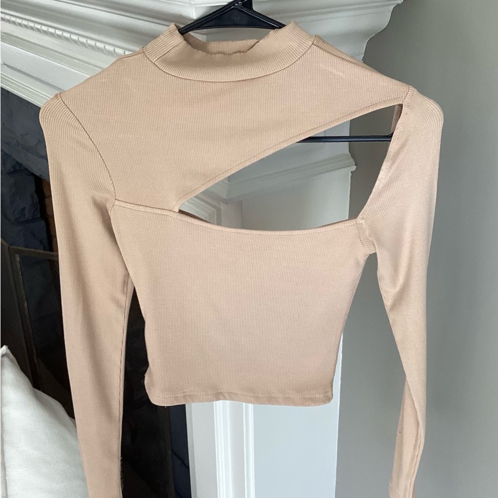 Tiger Mist Tan Asymmetrical Cut Out Top - Picture 2 of 5